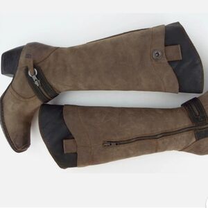 Born Brown and Black Heeled Boots